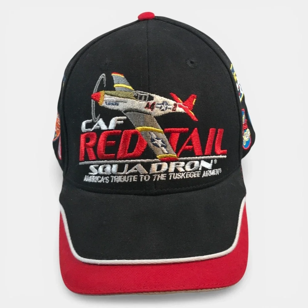 CAF Red Tail Squadron Tuskegee Airmen Tribute Air Force With Patches Hat Cap